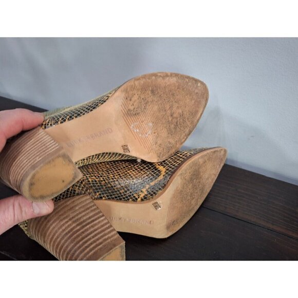 Lucky Brand Adalan Leather Snake Print Ankle Booties/Pre-owned, Sz. 6.5M - Picture 7 of 9